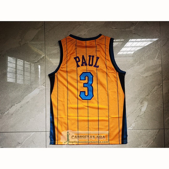 Camiseta Charlotte Hornets Chris Paul NO 3 Mitchell & Ness 2010-11 Amarillo